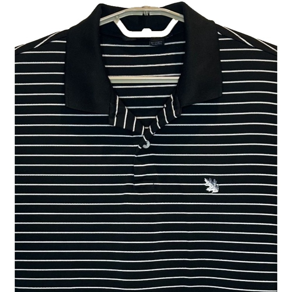 RLX Ralph Lauren Polo Shirt XL Men;s Black White Striped Short Sleeve Golf Top